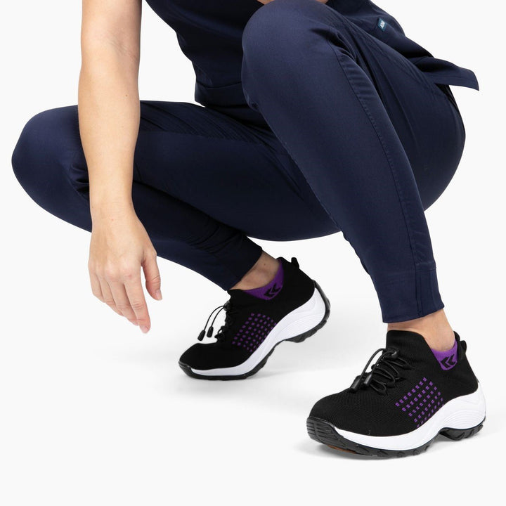 Ladies Sneakers - FlexiComfort-Black Purple-4-Nora Luxe