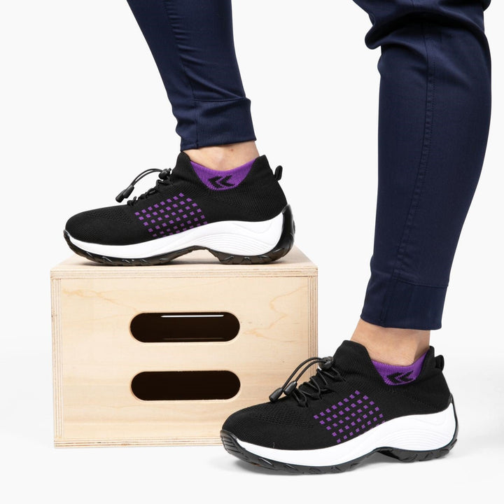 Ladies Sneakers - FlexiComfort-Black Purple-4-Nora Luxe