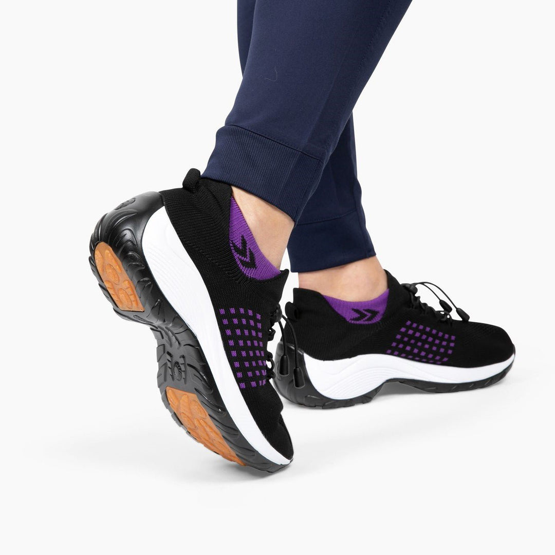 Ladies Sneakers - FlexiComfort-Black Purple-4-Nora Luxe