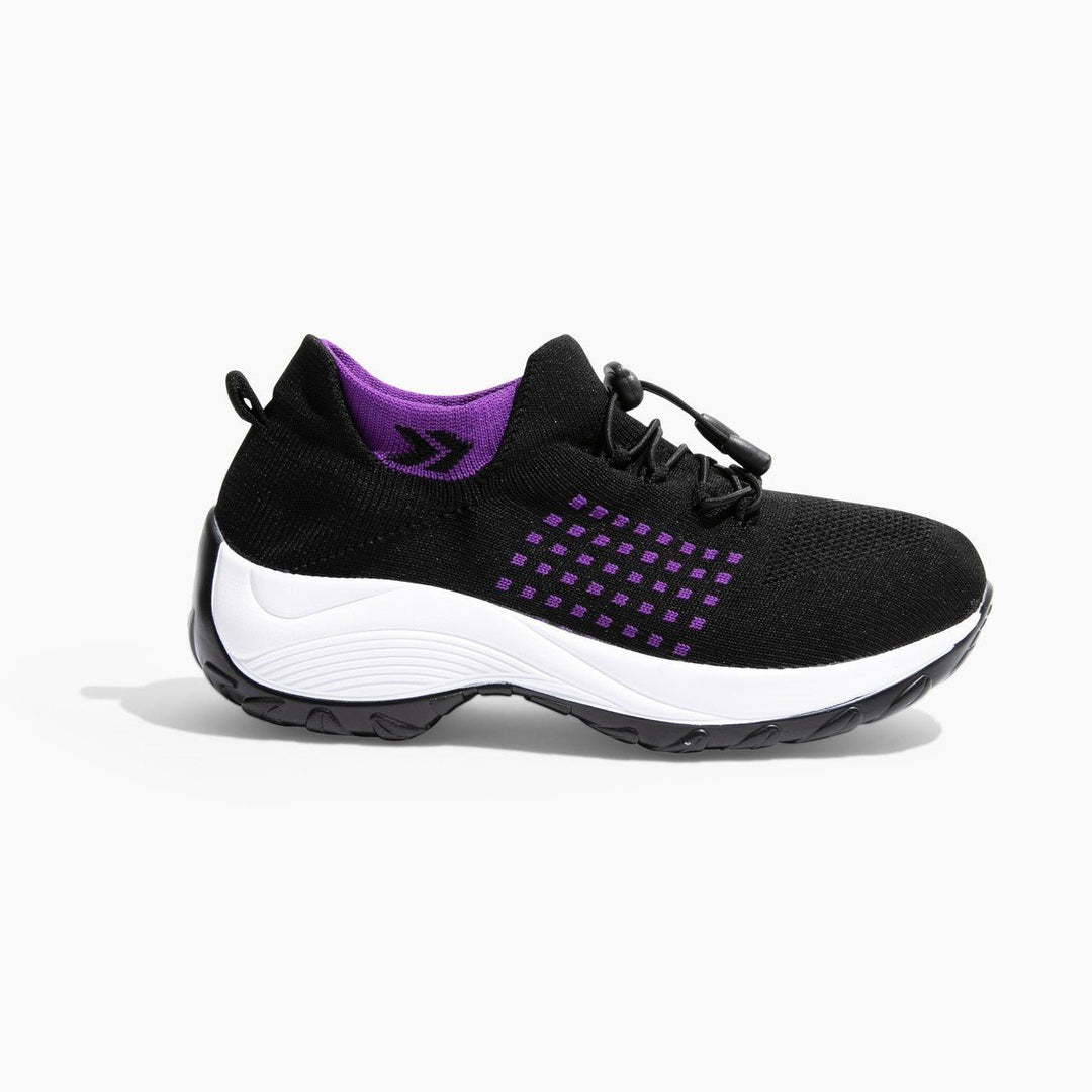 Ladies Sneakers - FlexiComfort-Black Purple-4-Nora Luxe