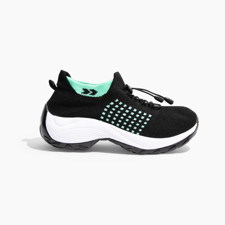 Ladies Sneakers - FlexiComfort-Black Sky Blue-4-Nora Luxe