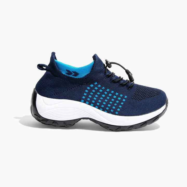 Ladies Sneakers - FlexiComfort-White Blue-4-Nora Luxe