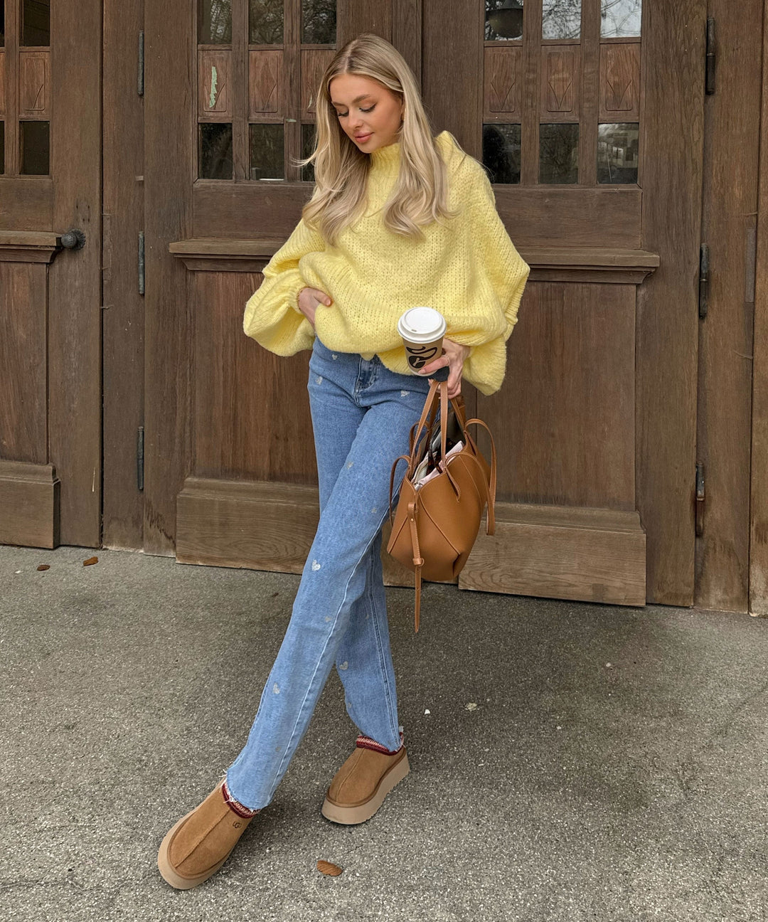 Ladies Stretch Jeans with Wide Legs and Heart Print - Amelie-XS-Nora Luxe