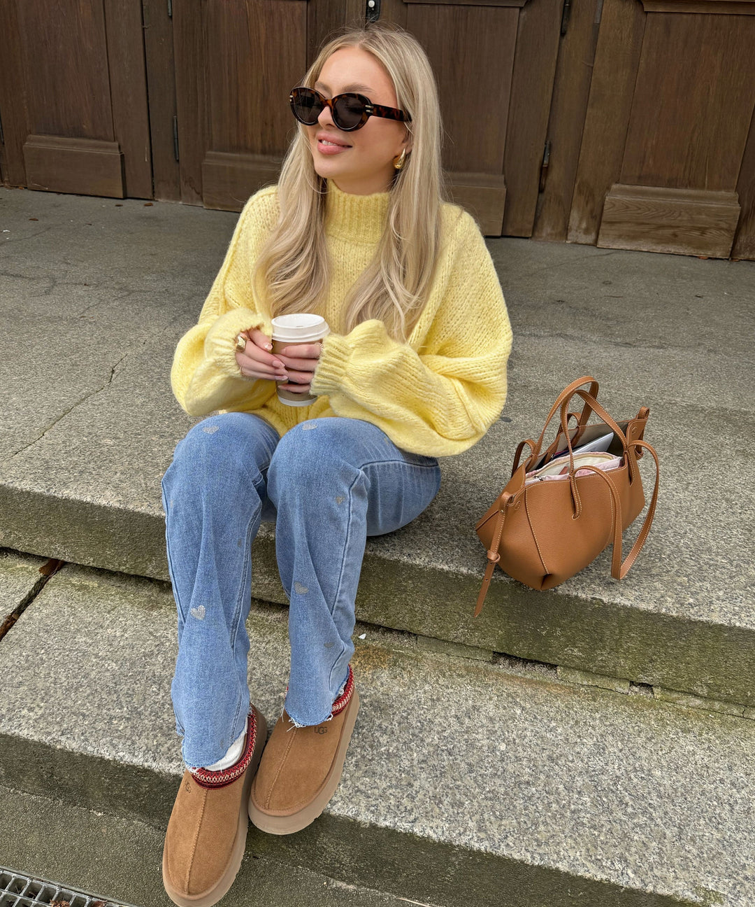 Ladies Stretch Jeans with Wide Legs and Heart Print - Amelie-XS-Nora Luxe