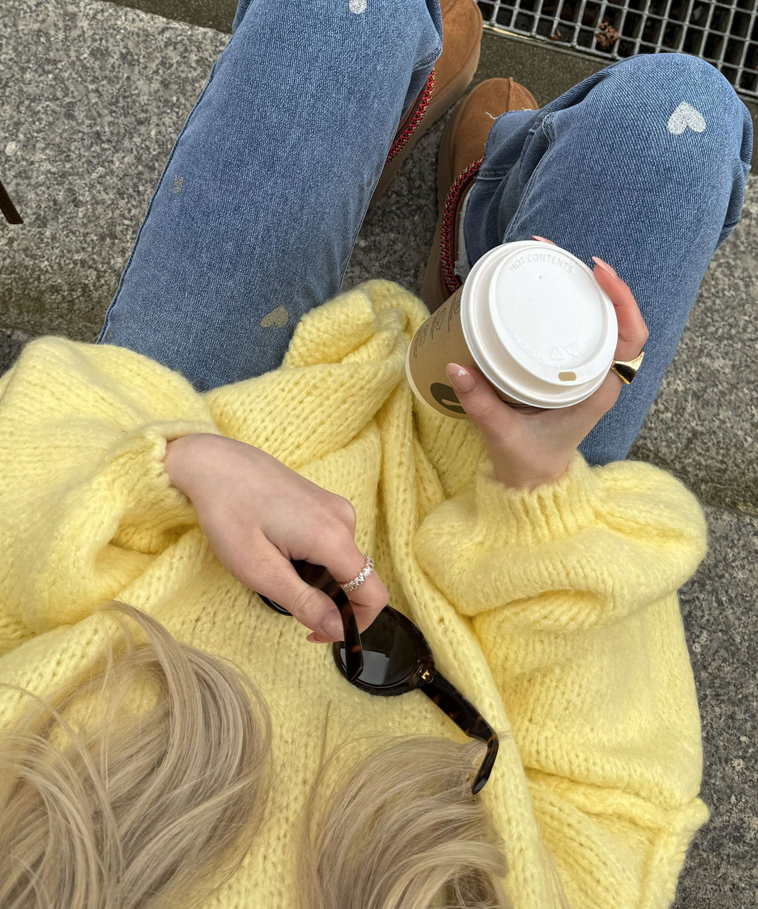 Ladies Stretch Jeans with Wide Legs and Heart Print - Amelie-XS-Nora Luxe