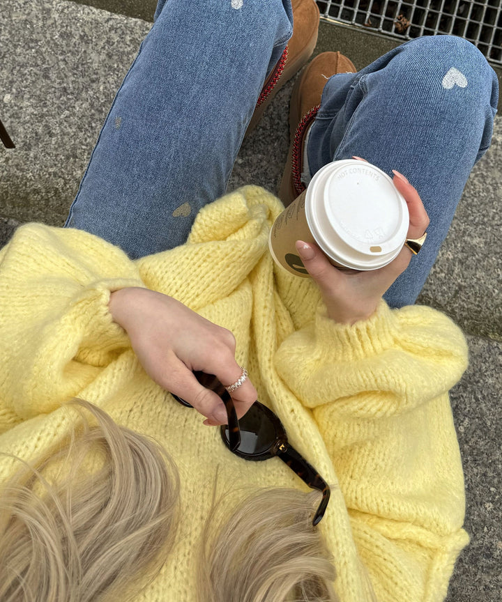 Ladies Stretch Jeans with Wide Legs and Heart Print - Amelie-XS-Nora Luxe