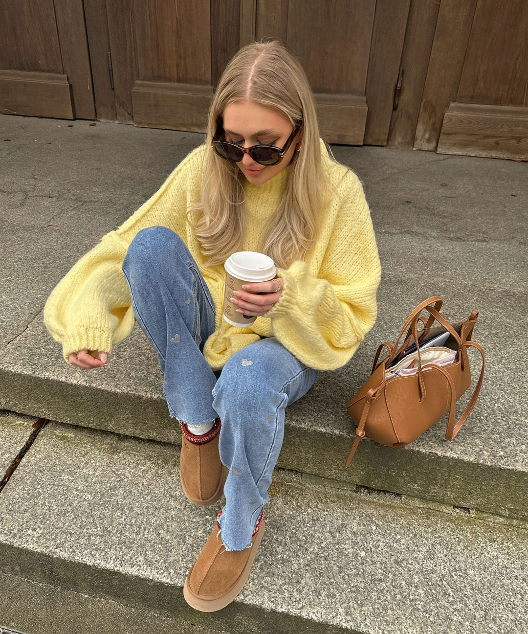 Ladies Stretch Jeans with Wide Legs and Heart Print - Amelie-XS-Nora Luxe