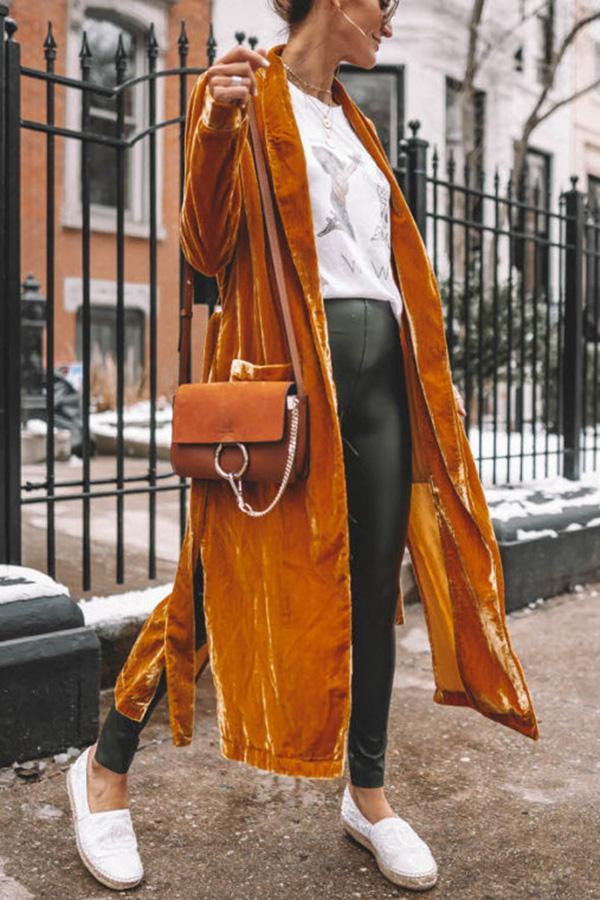 Ladies Stylish Suede Kimono Jacket - Isabella-Yellow-S-Nora Luxe