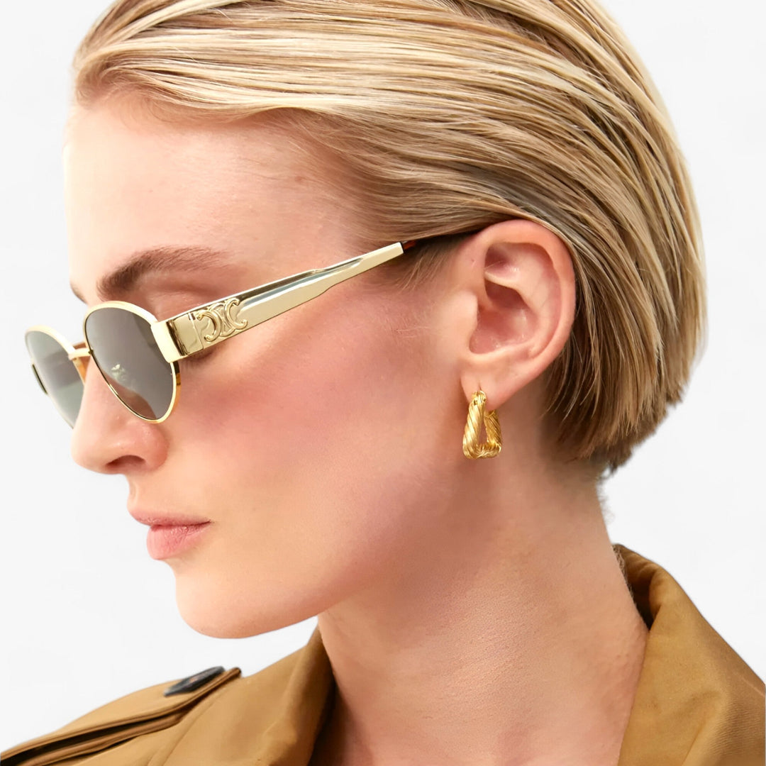 Ladies' sunglasses with UV protection & stylish acetate frame – Narella-Gold-Nora Luxe