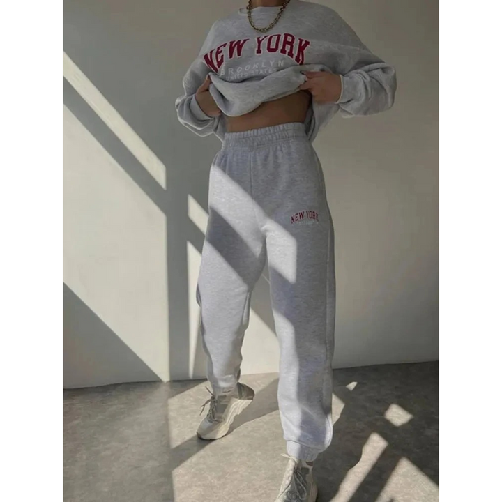 Ladies Tracksuit with Letter Print - Viva-White-S-Nora Luxe
