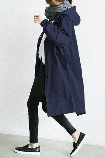 Ladies Trench Coat - Avalon-Marine Blue-S-Nora Luxe