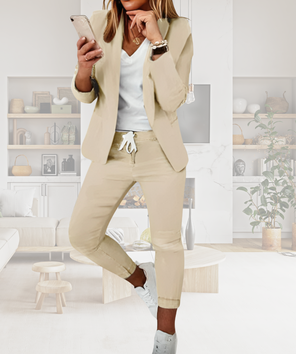 Ladies' Trouser Suit - Livia-Beige-S-Nora Luxe