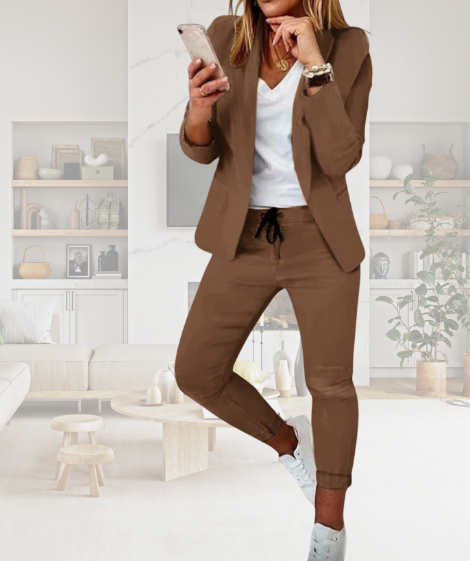 Ladies' Trouser Suit - Livia-Brown-S-Nora Luxe