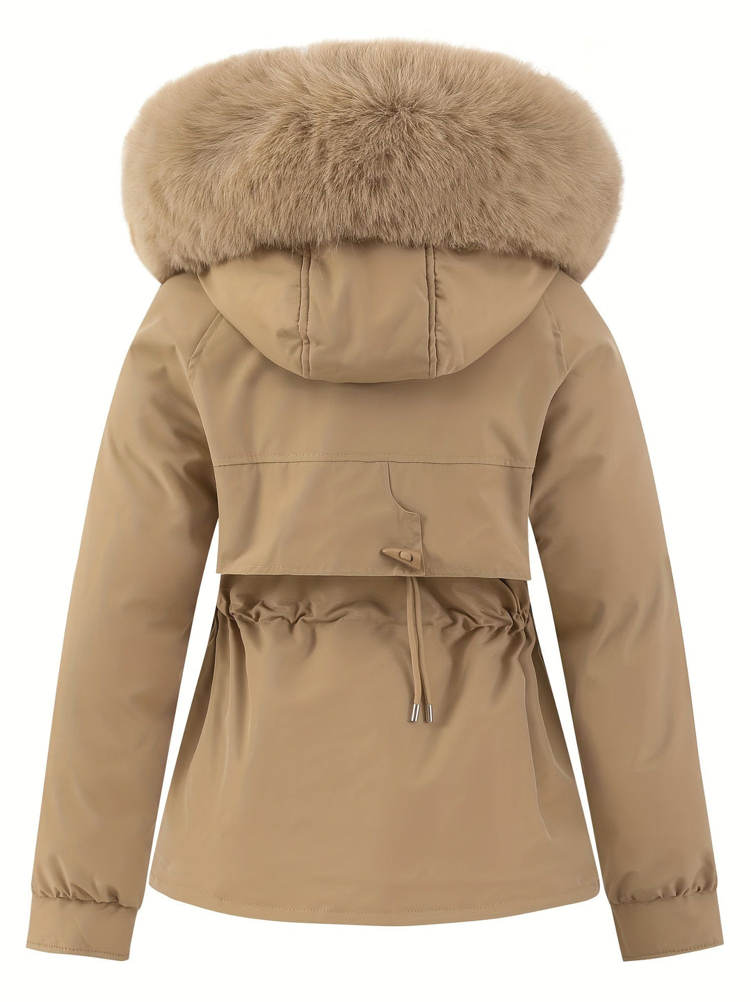 Ladies' Winter Coat with Detachable Fur Hood - Noëlle-Pink-XS-Nora Luxe