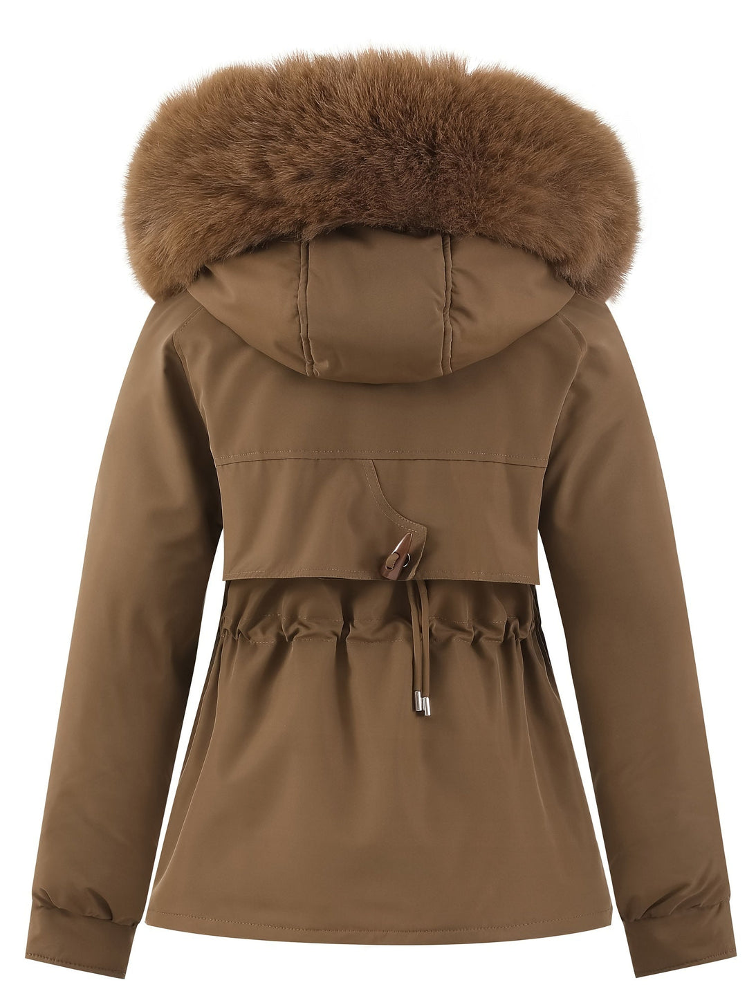 Ladies' Winter Coat with Detachable Fur Hood - Noëlle-Pink-XS-Nora Luxe