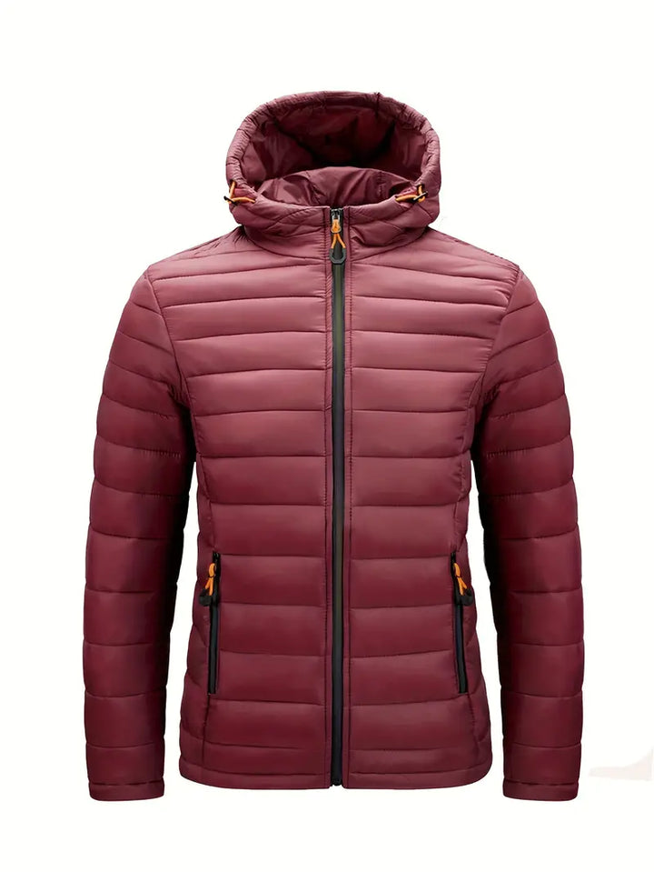 Ladies Winter Puffer Jacket with Hood - Arwen-Red-S-Nora Luxe