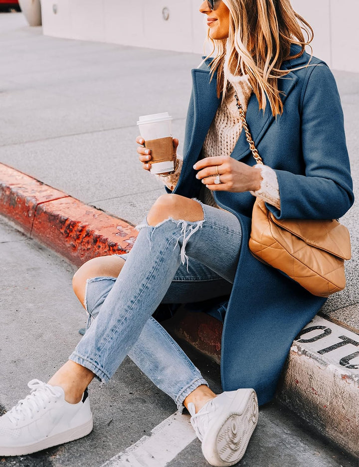 Ladies' Winter Wool Coat with Notch Lapels - Sofia-Beige-XS-Nora Luxe