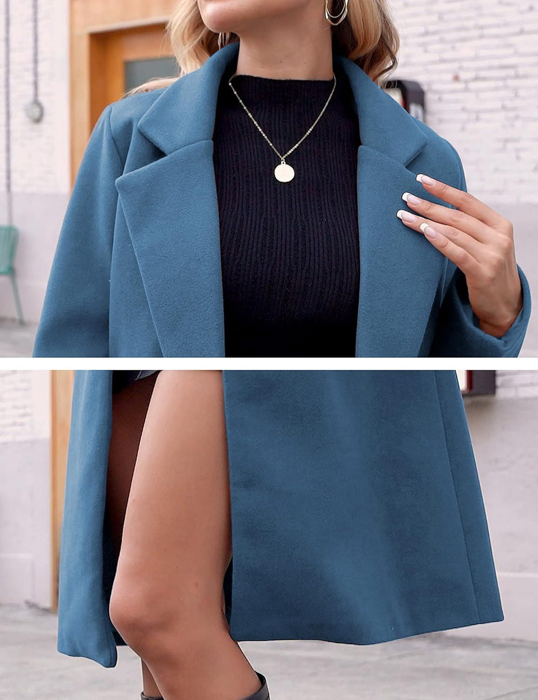 Ladies' Winter Wool Coat with Notch Lapels - Sofia-Beige-XS-Nora Luxe