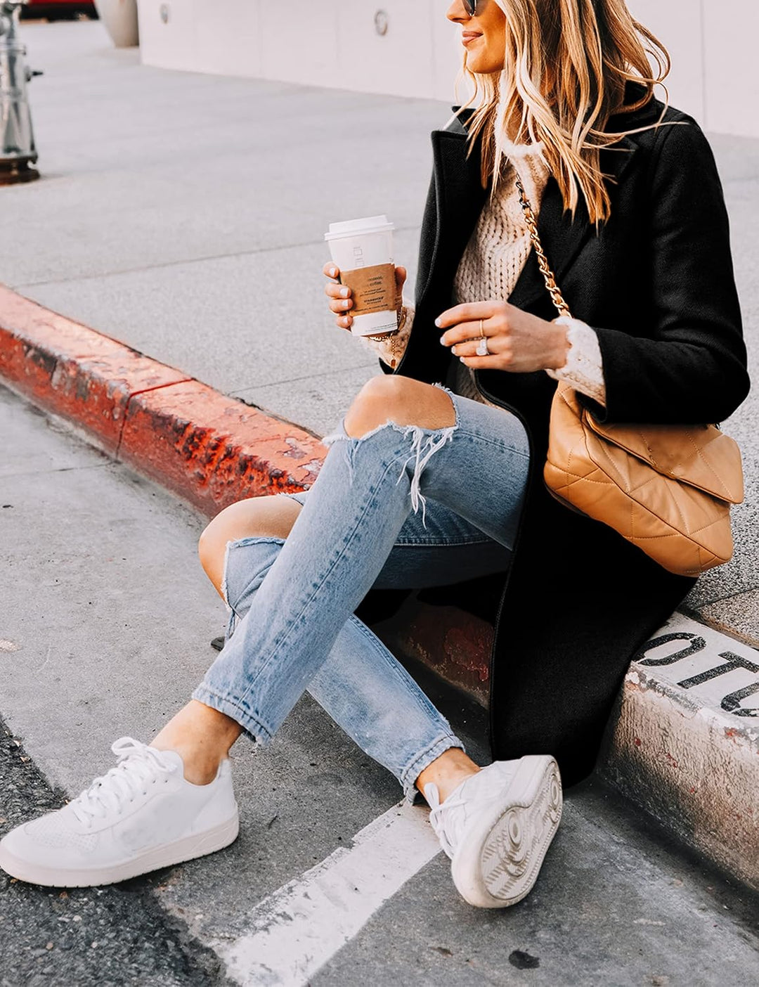 Ladies' Winter Wool Coat with Notch Lapels - Sofia-Beige-XS-Nora Luxe