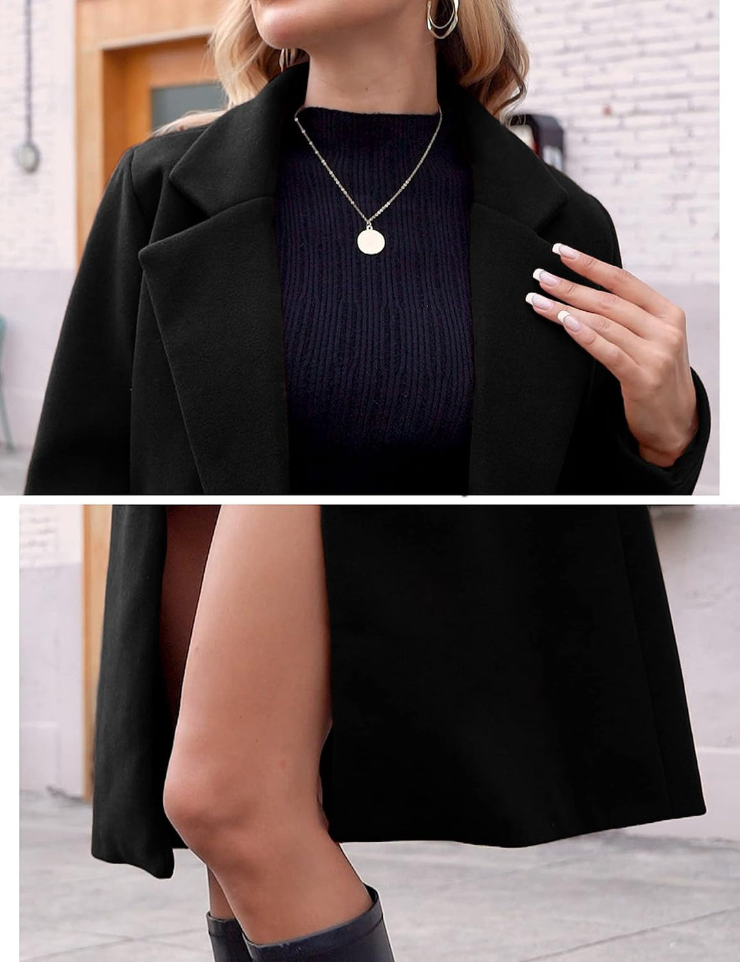 Ladies' Winter Wool Coat with Notch Lapels - Sofia-Beige-XS-Nora Luxe