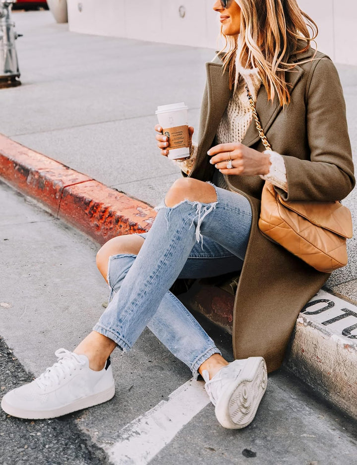 Ladies' Winter Wool Coat with Notch Lapels - Sofia-Beige-XS-Nora Luxe