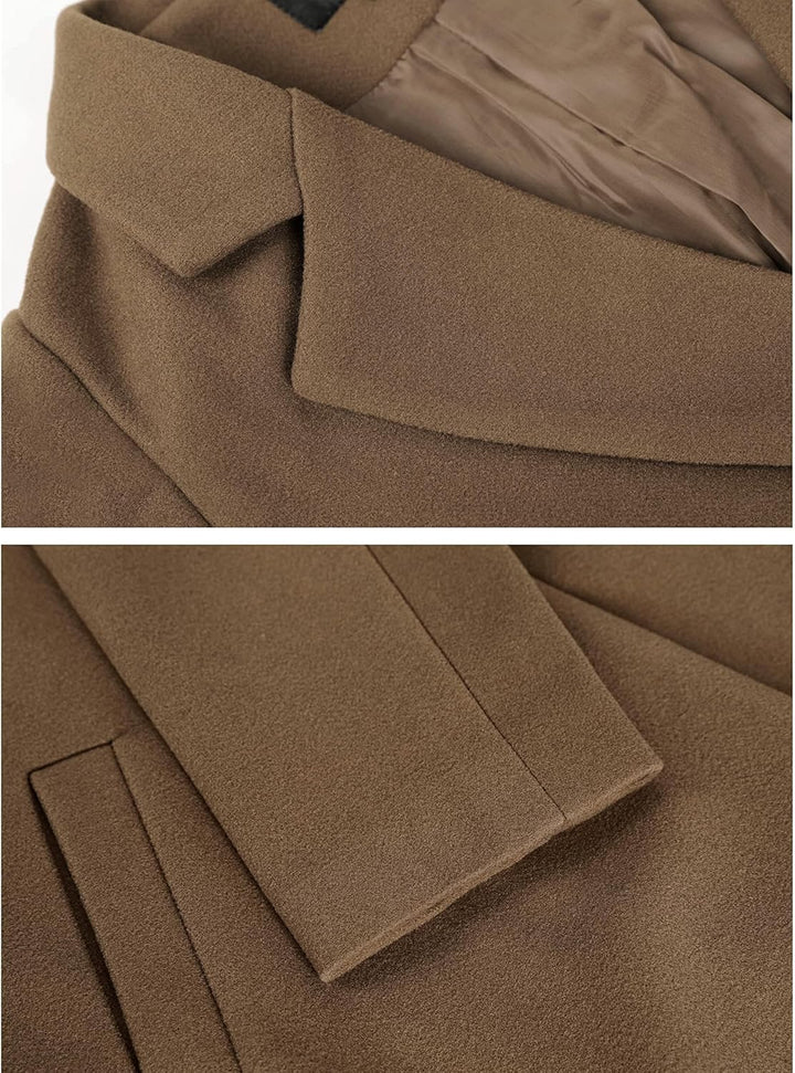 Ladies' Winter Wool Coat with Notch Lapels - Sofia-Beige-XS-Nora Luxe