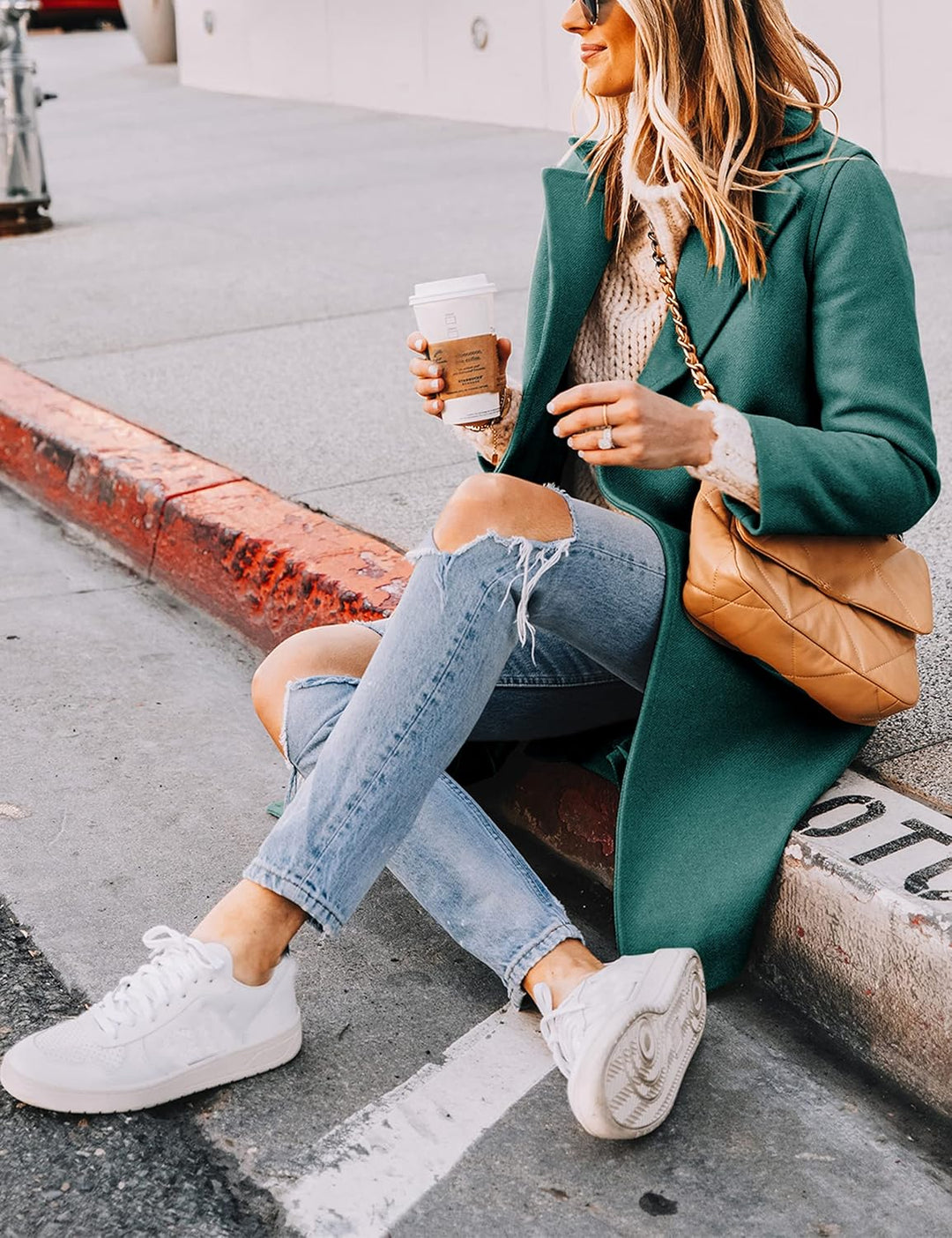 Ladies' Winter Wool Coat with Notch Lapels - Sofia-Beige-XS-Nora Luxe