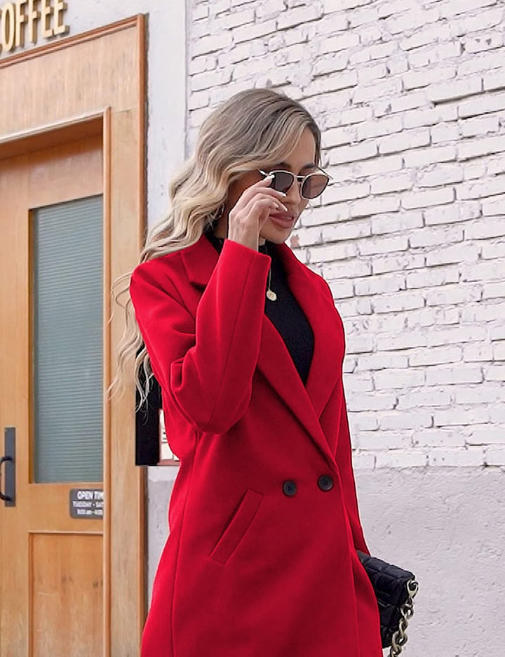 Ladies' Winter Wool Coat with Notch Lapels - Sofia-Beige-XS-Nora Luxe