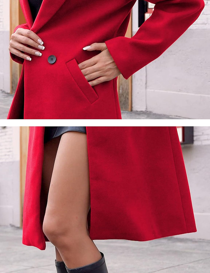 Ladies' Winter Wool Coat with Notch Lapels - Sofia-Beige-XS-Nora Luxe