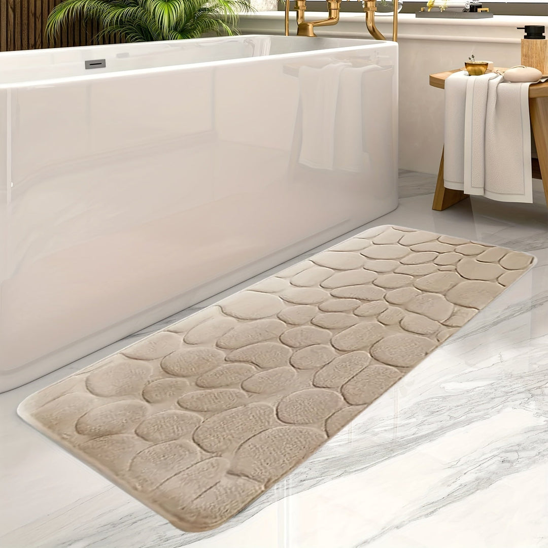 Large Bath Mat with Stripes - Aurora-Apricot-19.69 × 47.24 in-Nora Luxe