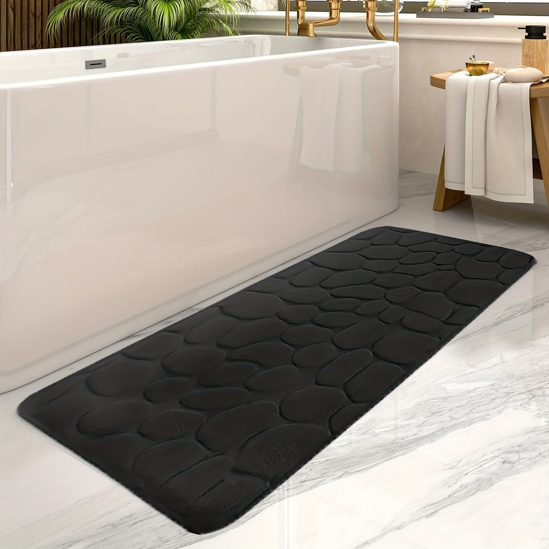 Large Bath Mat with Stripes - Aurora-Black-19.69 × 47.24 in-Nora Luxe
