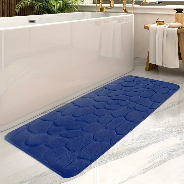 Large Bath Mat with Stripes - Aurora-Blue-19.69 × 47.24 in-Nora Luxe