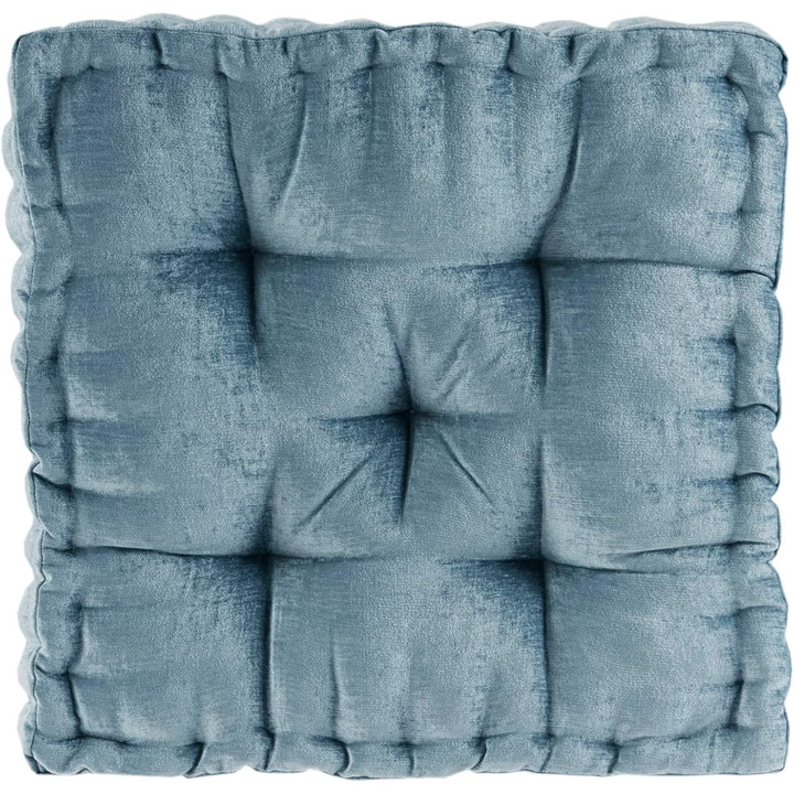 Large Chenille Floor Cushion for Meditation & Yoga-Aqua-Nora Luxe