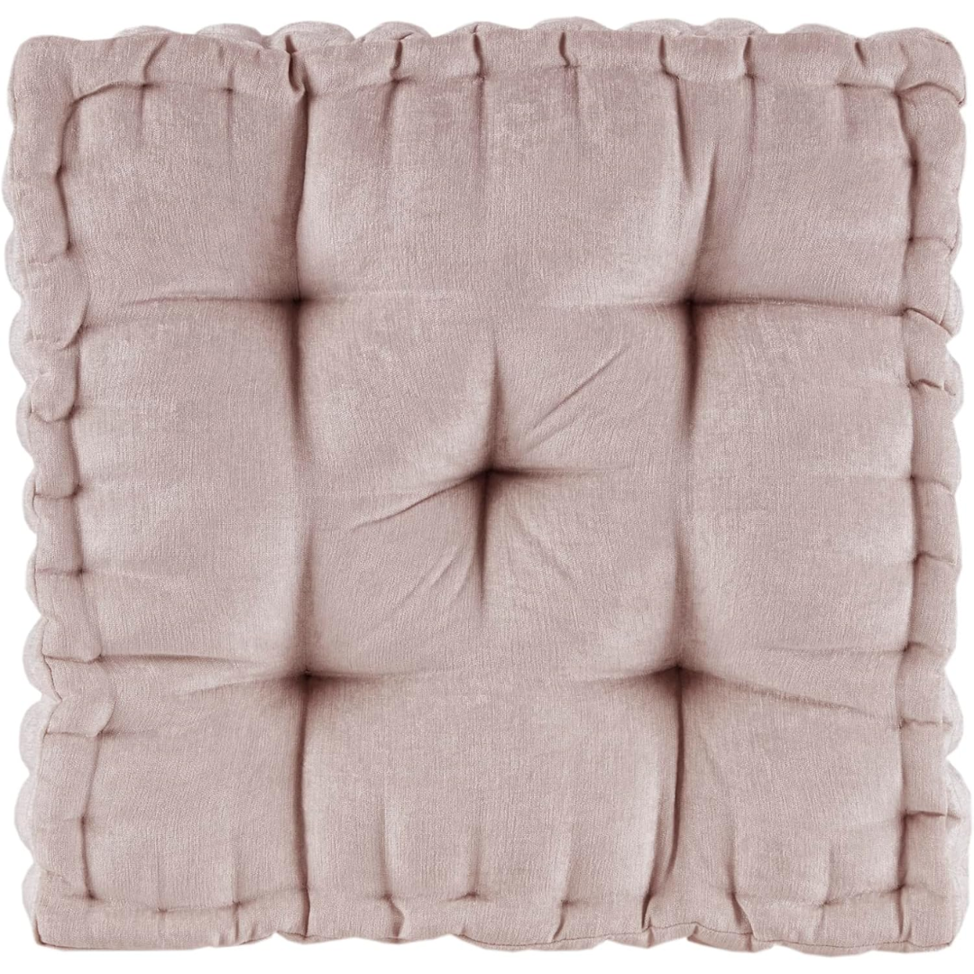 Large Chenille Floor Cushion for Meditation & Yoga-Blush-Nora Luxe