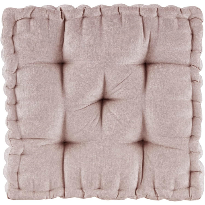 Large Chenille Floor Cushion for Meditation & Yoga-Blush-Nora Luxe