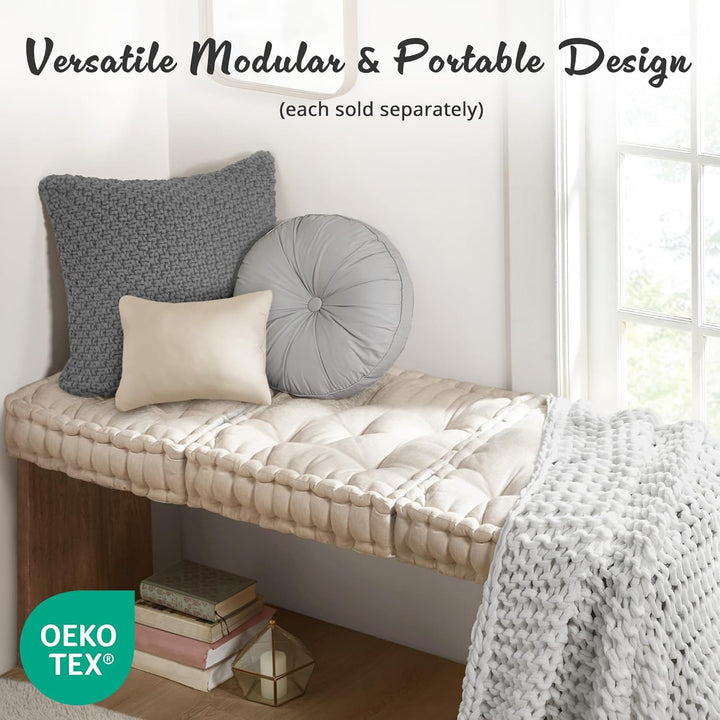 Large Chenille Floor Cushion for Meditation & Yoga-Blush-Nora Luxe