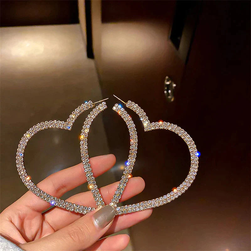 Large Crystal Heart Earrings | Sparkle with Style-Gold-Nora Luxe