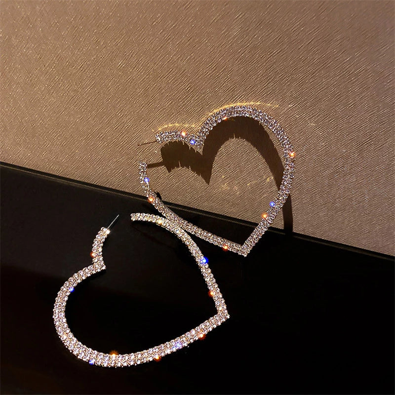 Large Crystal Heart Earrings | Sparkle with Style-Gold-Nora Luxe