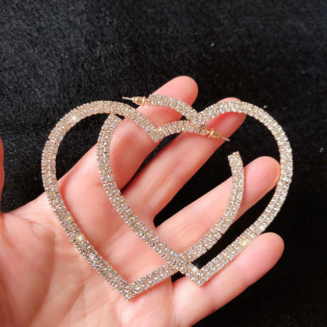 Large Crystal Heart Earrings | Sparkle with Style-Gold-Nora Luxe