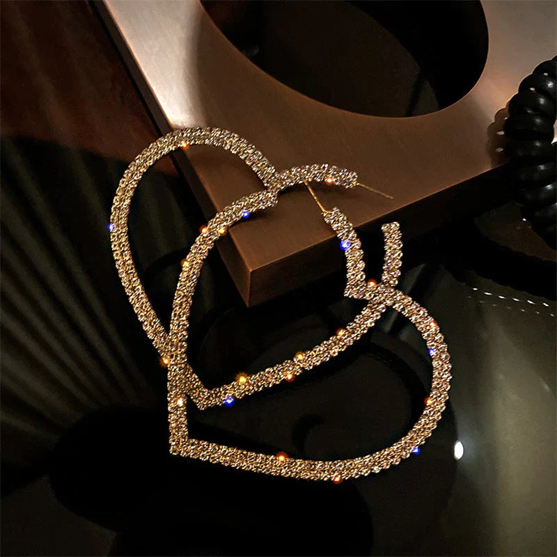 Large Crystal Heart Earrings | Sparkle with Style-Gold-Nora Luxe