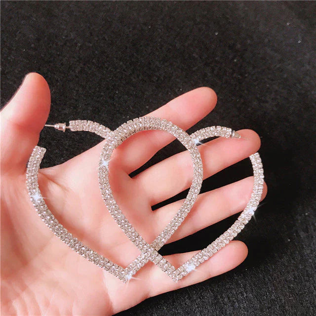 Large Crystal Heart Earrings | Sparkle with Style-Silver-Nora Luxe