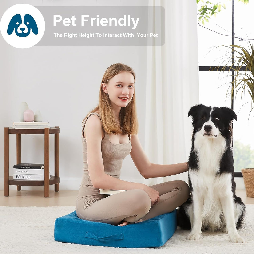 Large Meditation Cushion with Thick Foam & Soft Cover-Bordeaux red-Nora Luxe