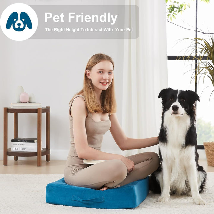 Large Meditation Cushion with Thick Foam & Soft Cover-Bordeaux red-Nora Luxe