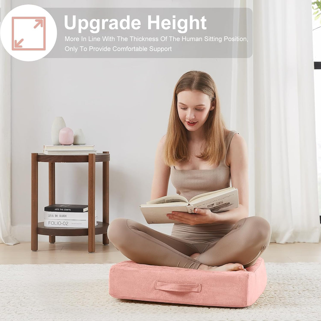 Large Meditation Cushion with Thick Foam & Soft Cover-Bordeaux red-Nora Luxe