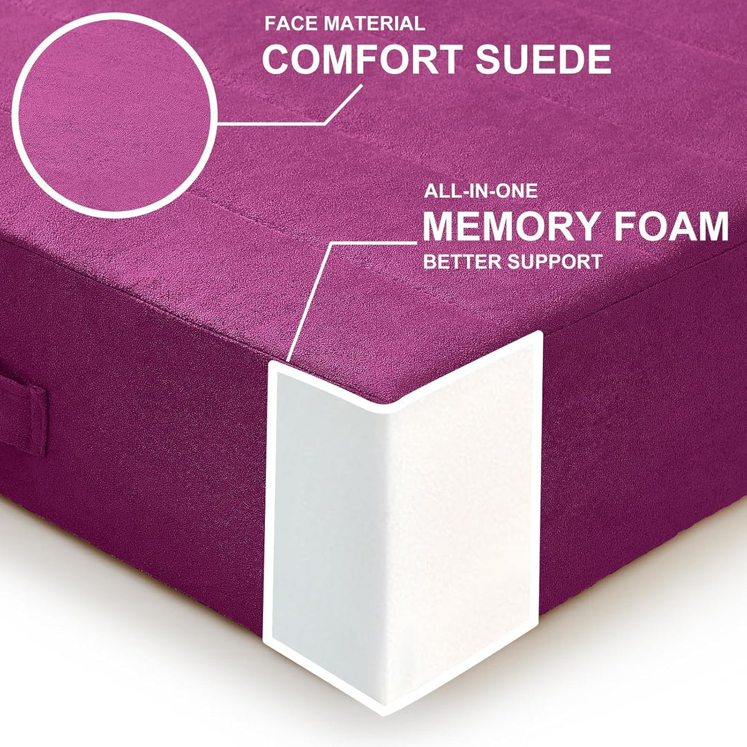 Large Meditation Cushion with Thick Foam & Soft Cover-Bordeaux red-Nora Luxe