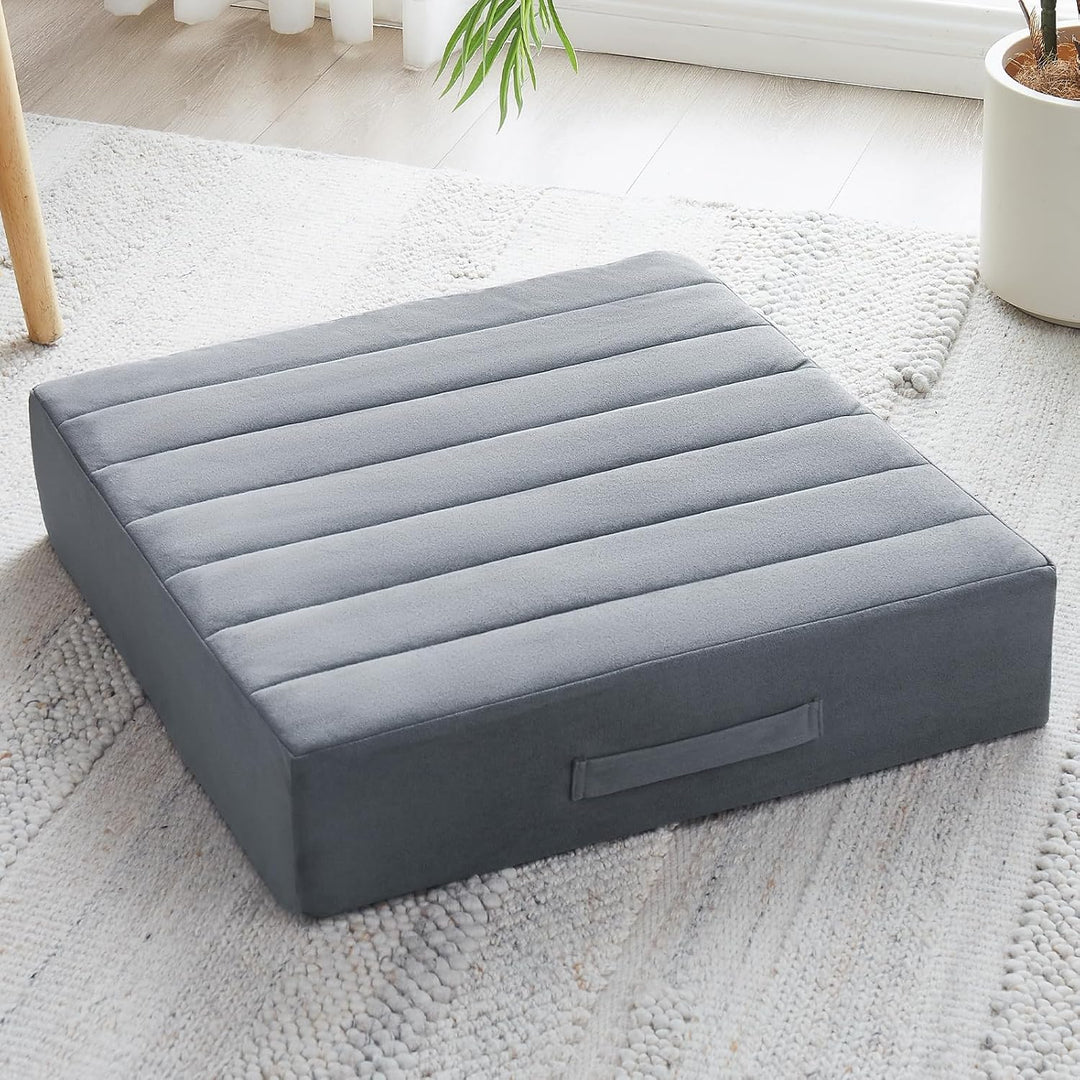 Large Meditation Cushion with Thick Foam & Soft Cover-Dark grey-Nora Luxe