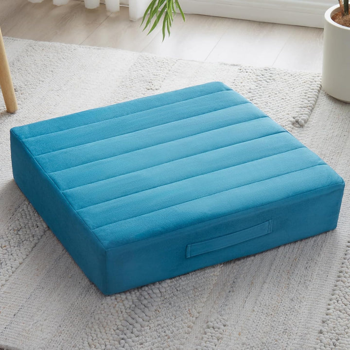 Large Meditation Cushion with Thick Foam & Soft Cover-Pigeon blue-Nora Luxe