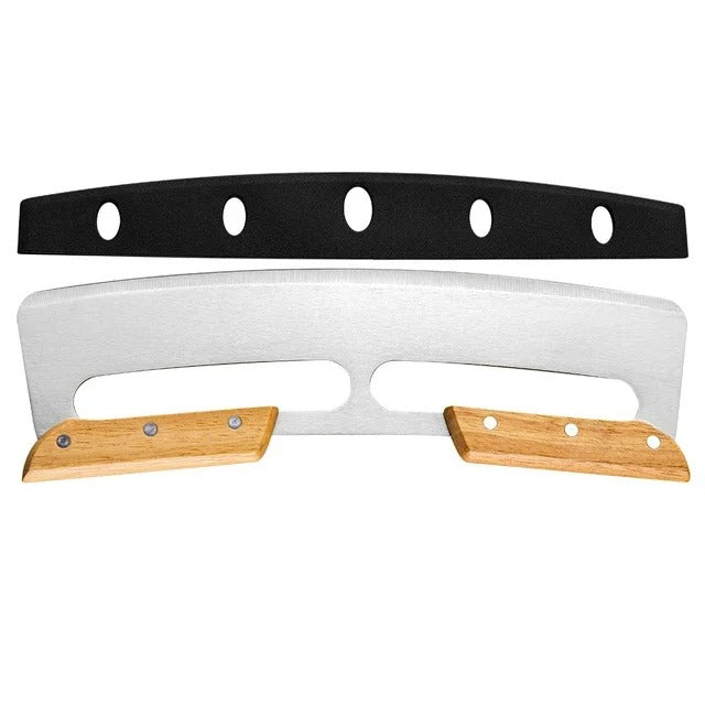 Large Pizza Cutter with Curved Stainless Steel Blade (35 cm) - Bruno-Double Handle-The Livary