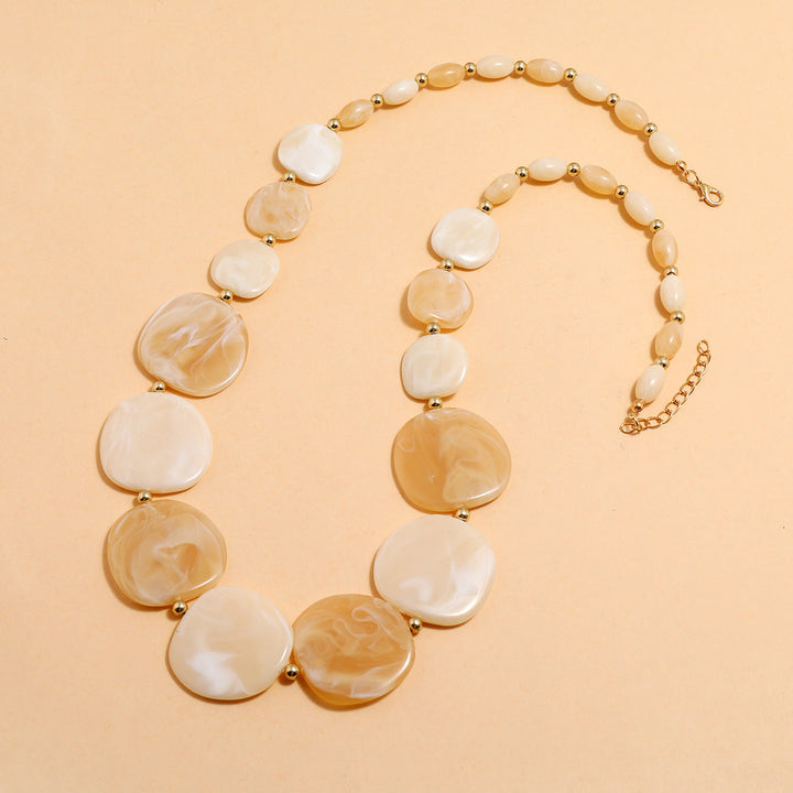 Large Wooden Bead Necklace-BEIGE-Nora Luxe