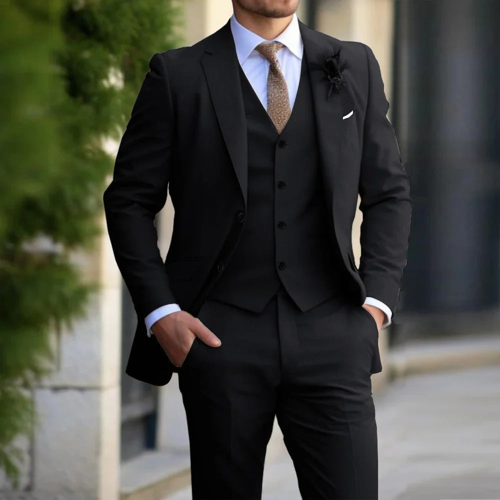 Layered 3-piece Men's Suit - Weston-Black-XS-Nora Luxe
